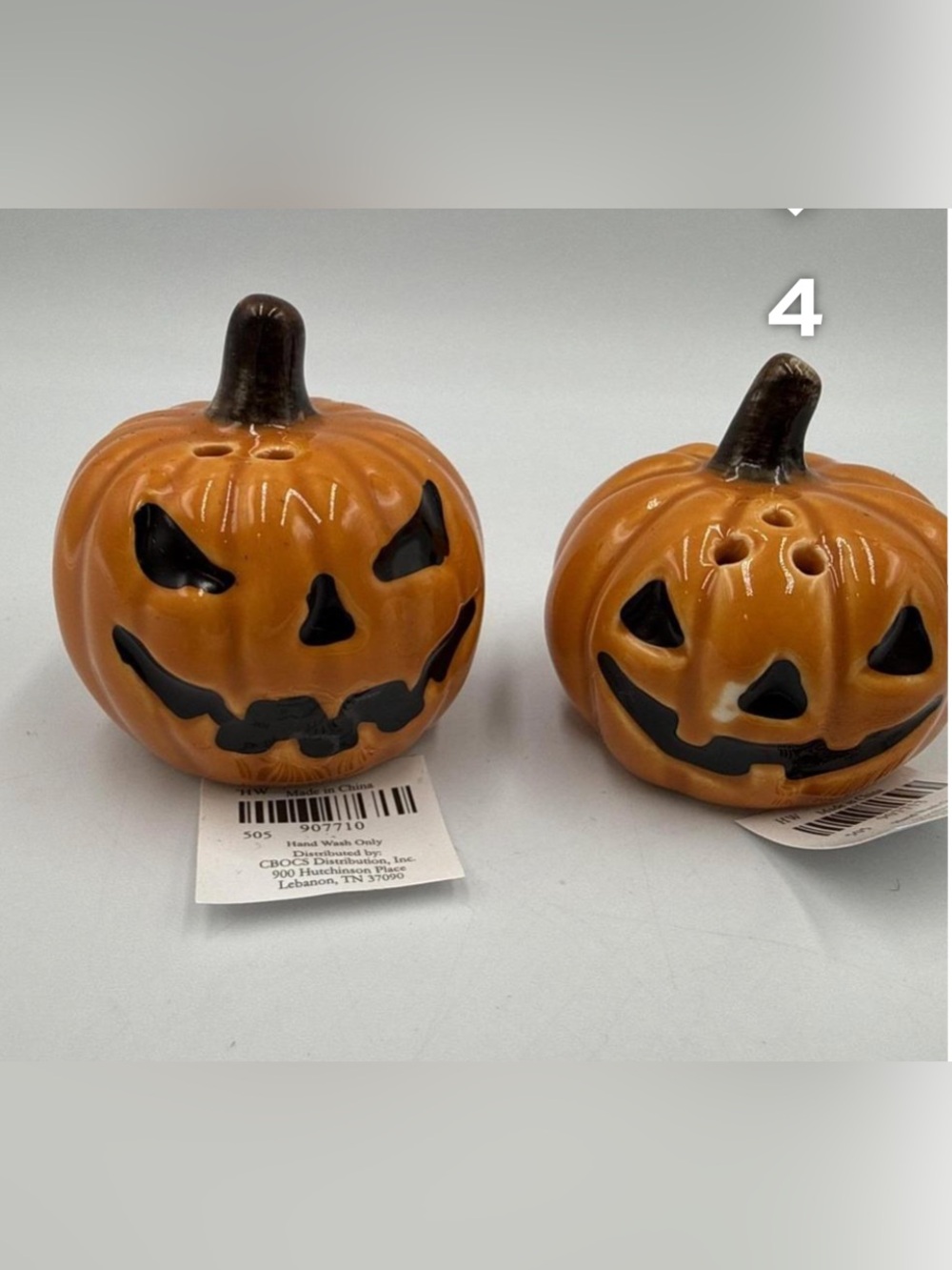 Halloween Ceramic Pumpkin Salt and Pepper Shaker Set - Orange Cracker Barrel